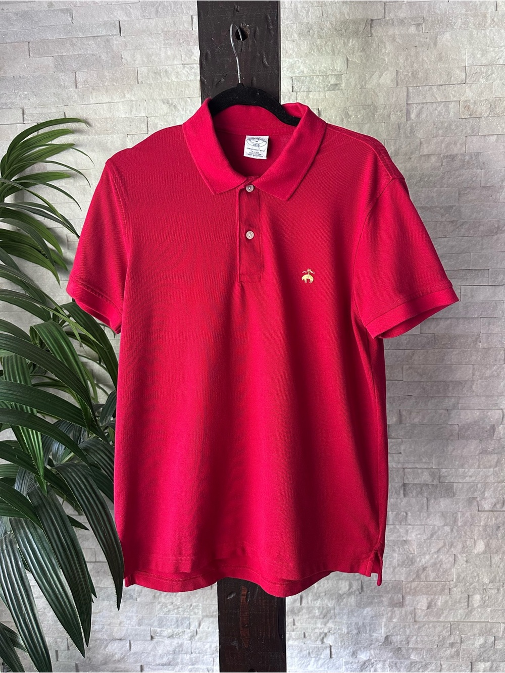 Brooks Brothers 1818 Slim Fit Red Short Sleeve Polo with Embroidered Logo Size M
